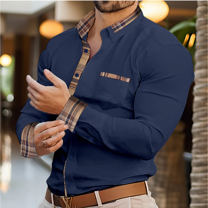 Versatile men's slim fit long sleeve casual shirt, ideal for men's fashion; offers a sleek, modern silhouette.