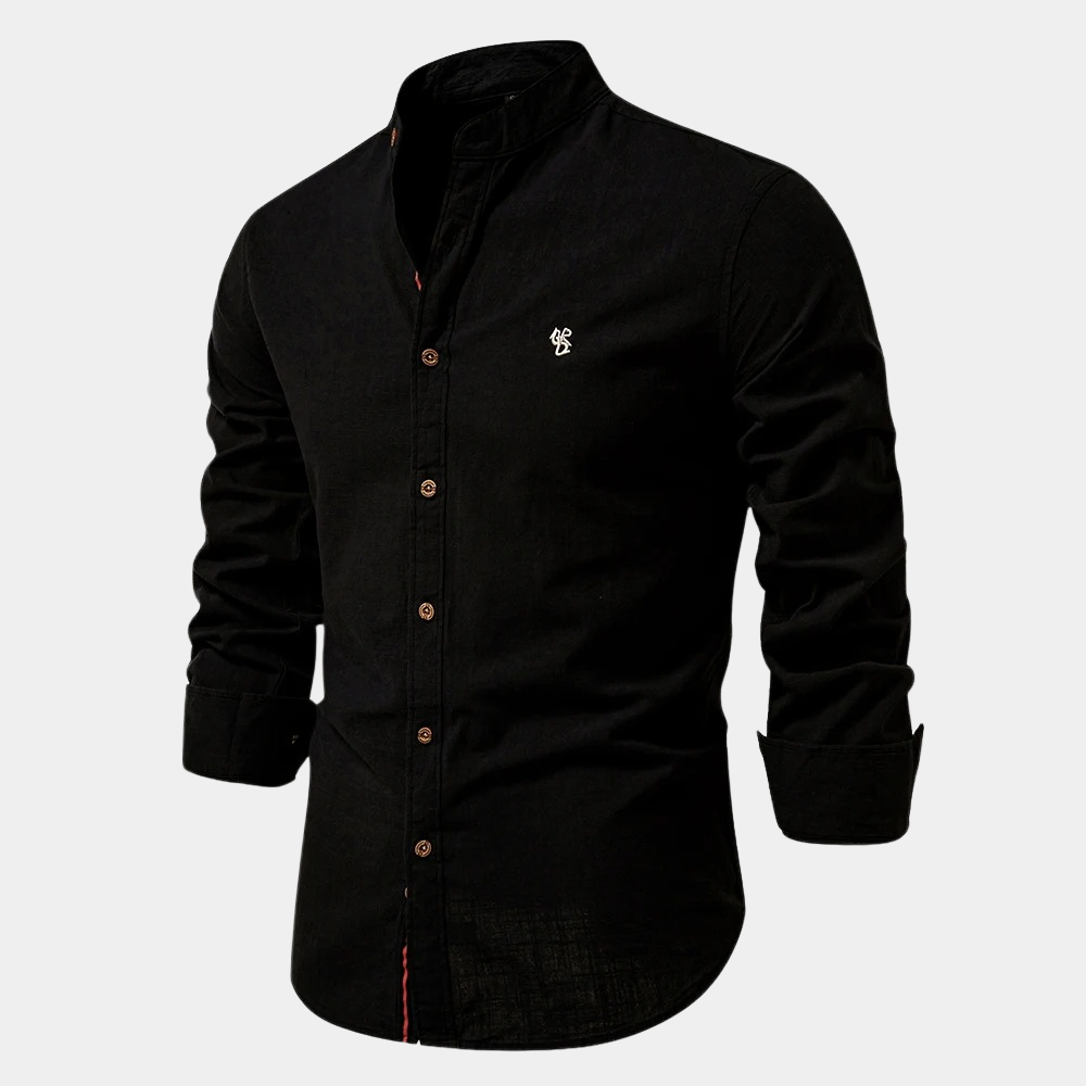 Men's slim fit long-sleeve shirt. Breathable, lightweight fabric for summer comfort. Smart casual button-down.