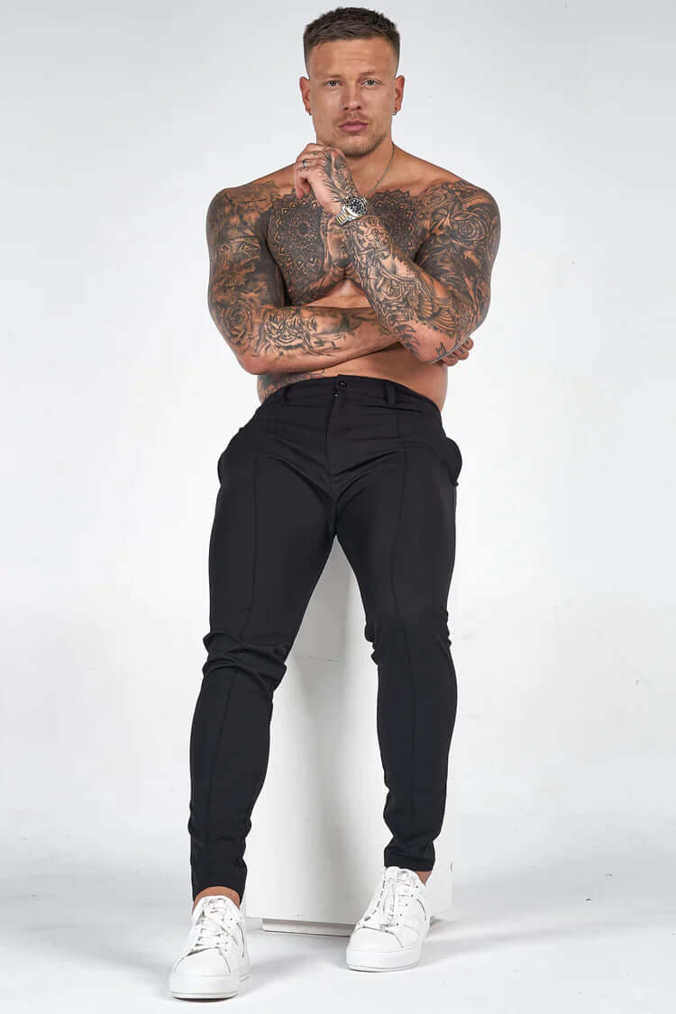 Comfortable & versatile men's slim fit long trousers for casual & formal wear.