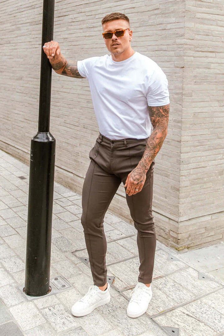 Stylish men's long slim fit trousers, essential for contemporary men's fashion.