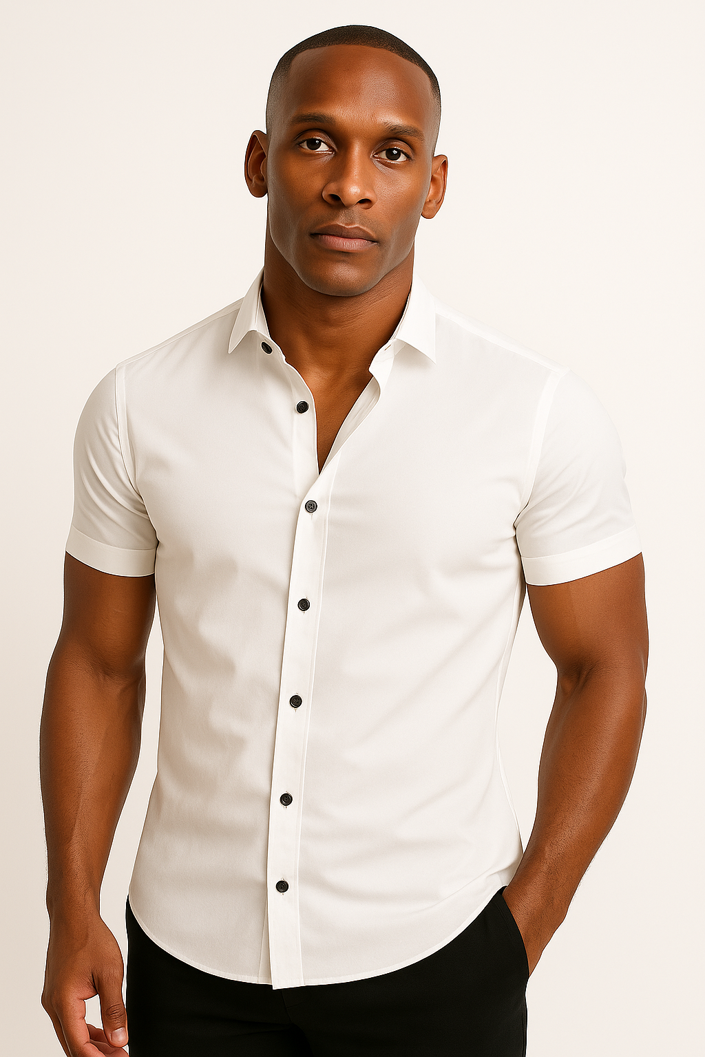 Men's slim fit performance stretch shirt, ideal for active comfort and style. Perfect for gym or casual wear.
