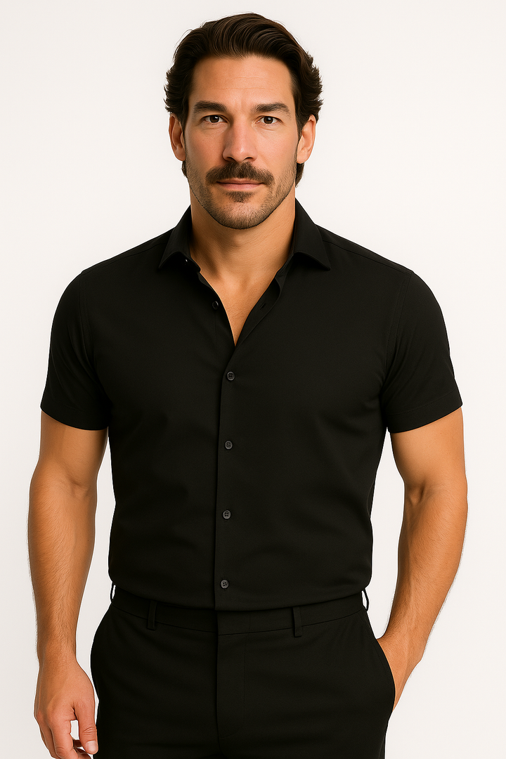 Everyday men's performance stretch shirt, blending comfort and style for active routines and casual outings.