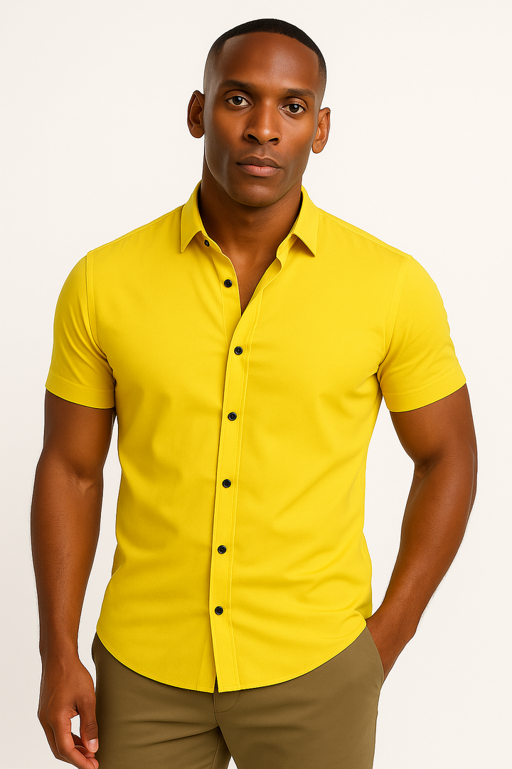 Moisture-wicking men's stretch shirt, keeping you dry and comfortable during intense activities or daily wear.