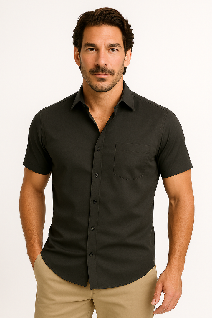 Breathable men's performance shirt offering superior stretch for unrestricted movement during workouts or sports.