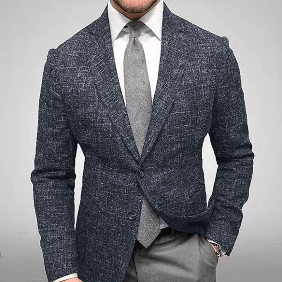 Stylish men's slim fit plaid jacket with notch lapel, ideal for formal wear, office, or a chic casual look.
