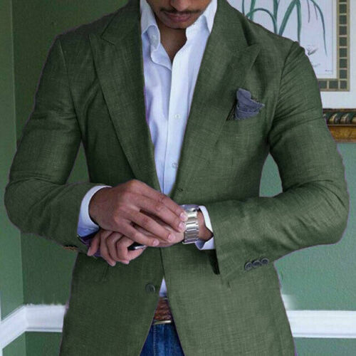 Elegant men's plaid slim fit blazer with classic notch lapel, a versatile stylish jacket for casual or business.