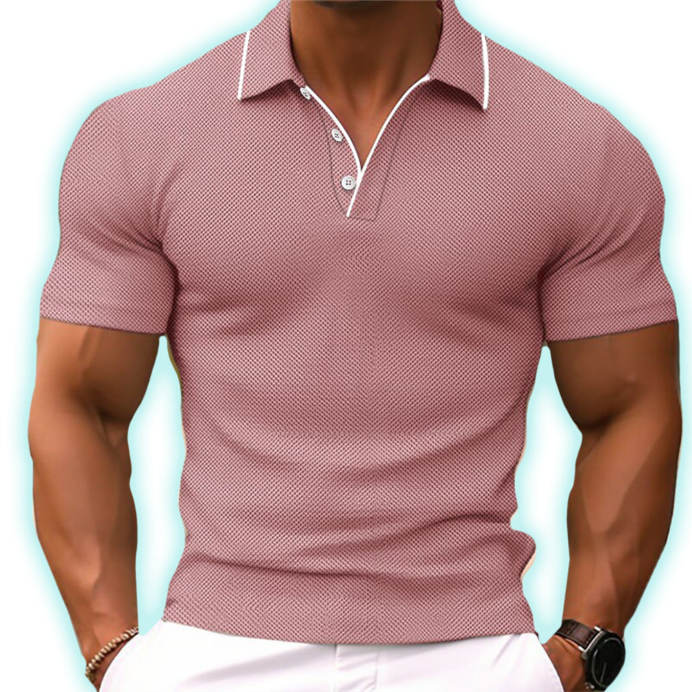Men's slim fit polo shirt in a modern style, perfect for smart casual wear.