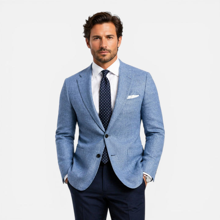 Stylish men's slim fit summer jacket. Ideal for smart casual wear, lightweight & tailored for modern fashion.