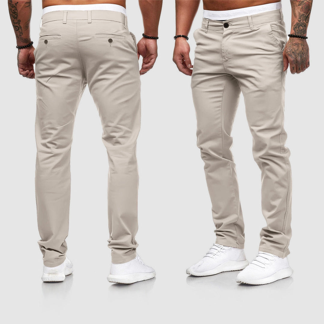 Men's slim fit straight leg chino pants, perfect for versatile casual wear and modern everyday style.