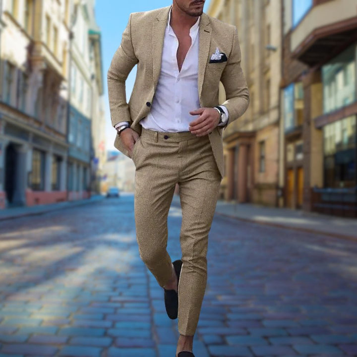 Elegant men's formal slim fit suit, tailored to perfection for a sharp look at weddings and special events.