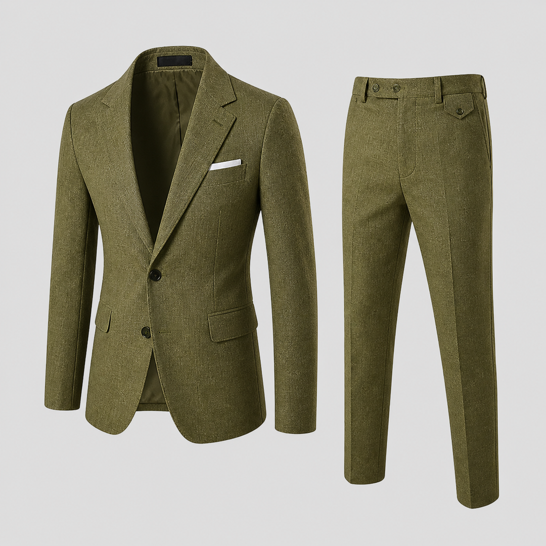 Men's slim fit summer suit in a light color, perfect for weddings, business, and spring/summer events. Lightweight formal wear.