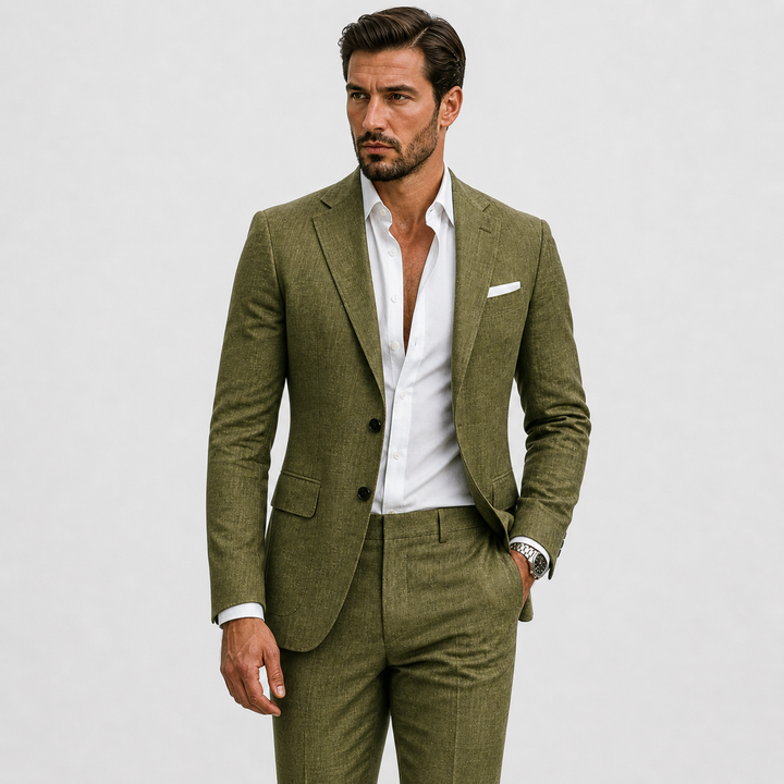 Professional men's slim fit summer business suit. Lightweight and stylish for warm weather corporate events and meetings.