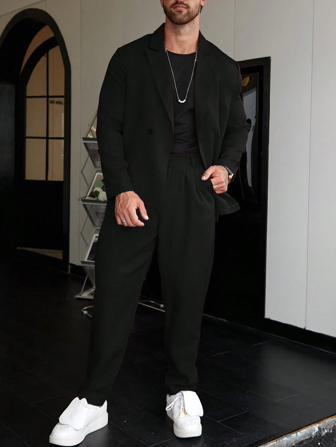 Sophisticated men's slim fit tailored business suit, a professional choice for any formal occasion.