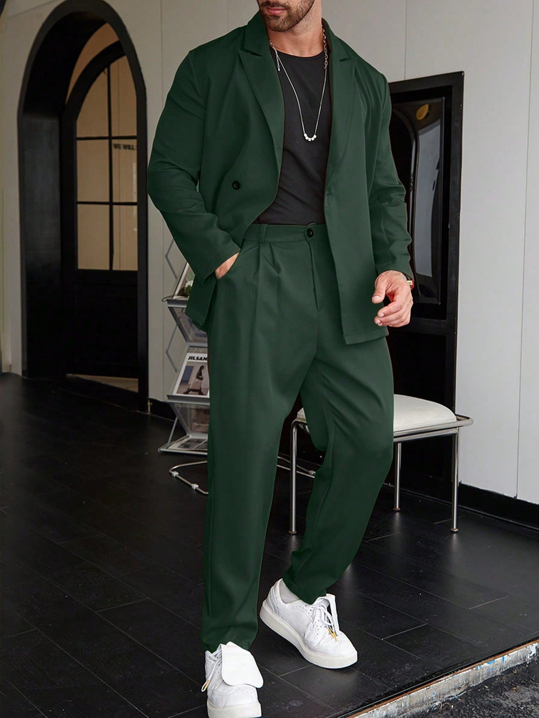 Professional men's business suit, a slim fit tailored two-piece for office, events, and formal wear.