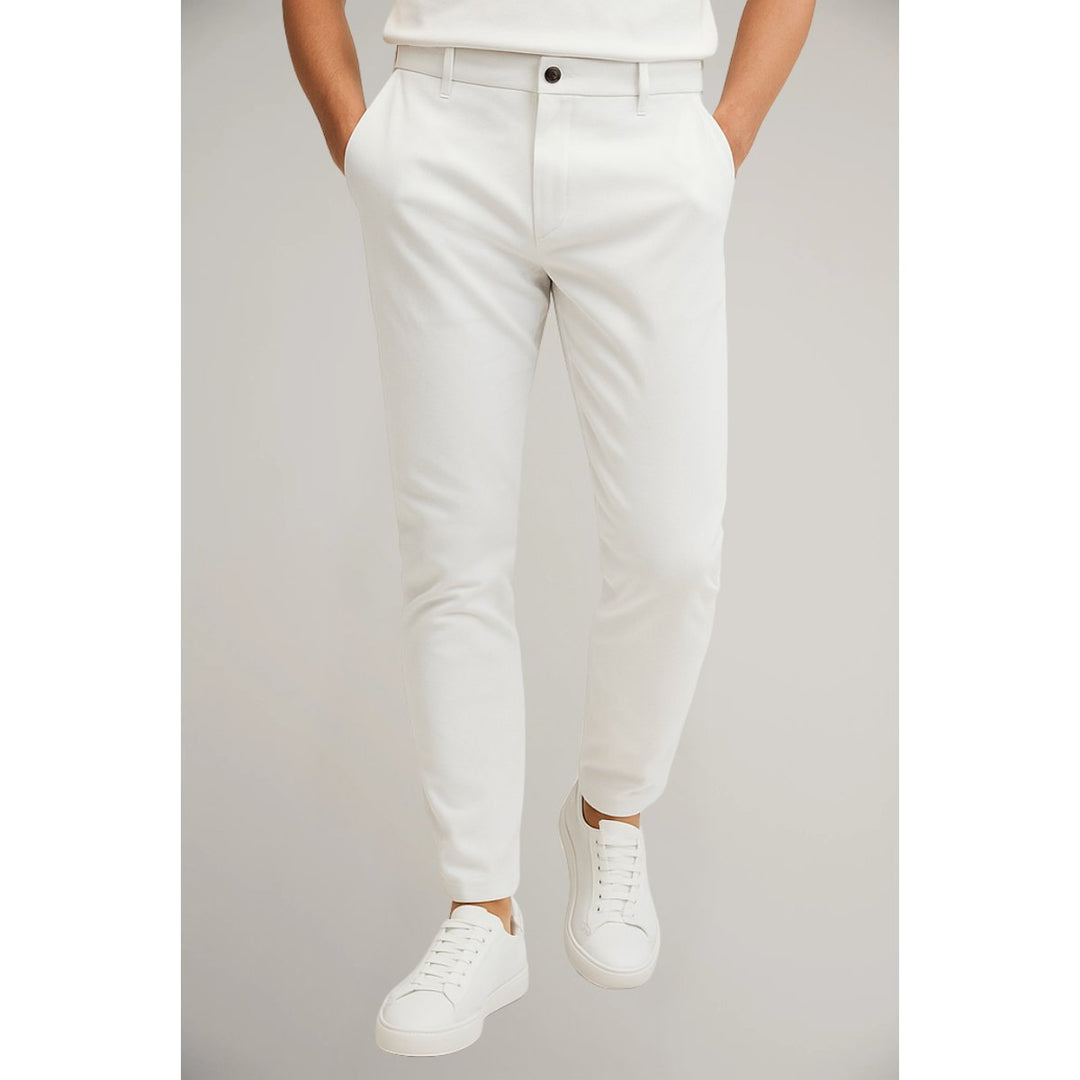 Stylish men's slim-leg tailored chinos, perfect for both casual and smart casual occasions. Woven fabric.