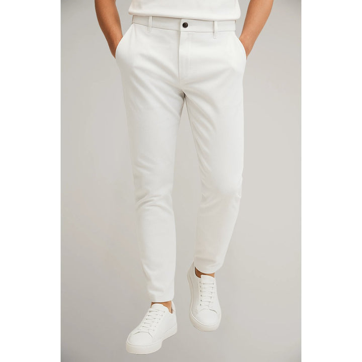 Stylish men's slim-leg tailored chinos, perfect for both casual and smart casual occasions. Woven fabric.