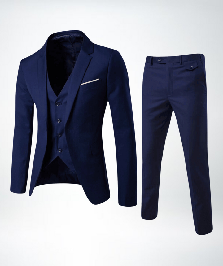 Classic men's slim fit three-piece suit, a versatile and elegant ensemble for any formal or professional occasion.