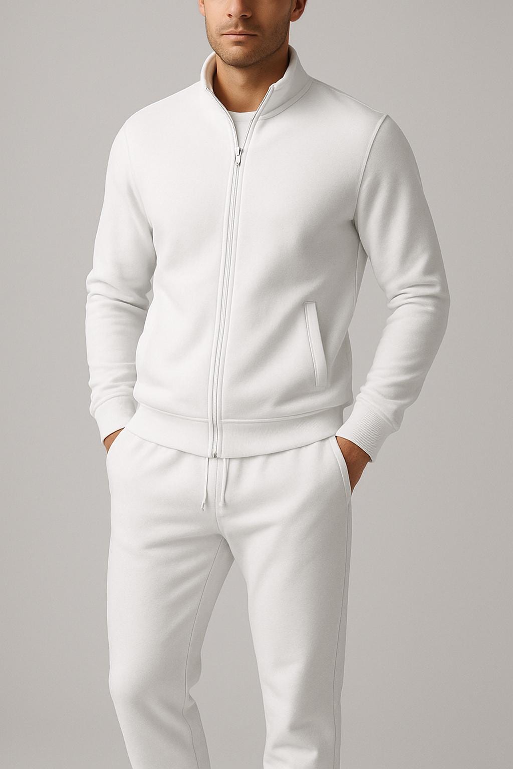 Men's slim fit tracksuit & jogger set. Two-piece athletic activewear for gym & casual wear.