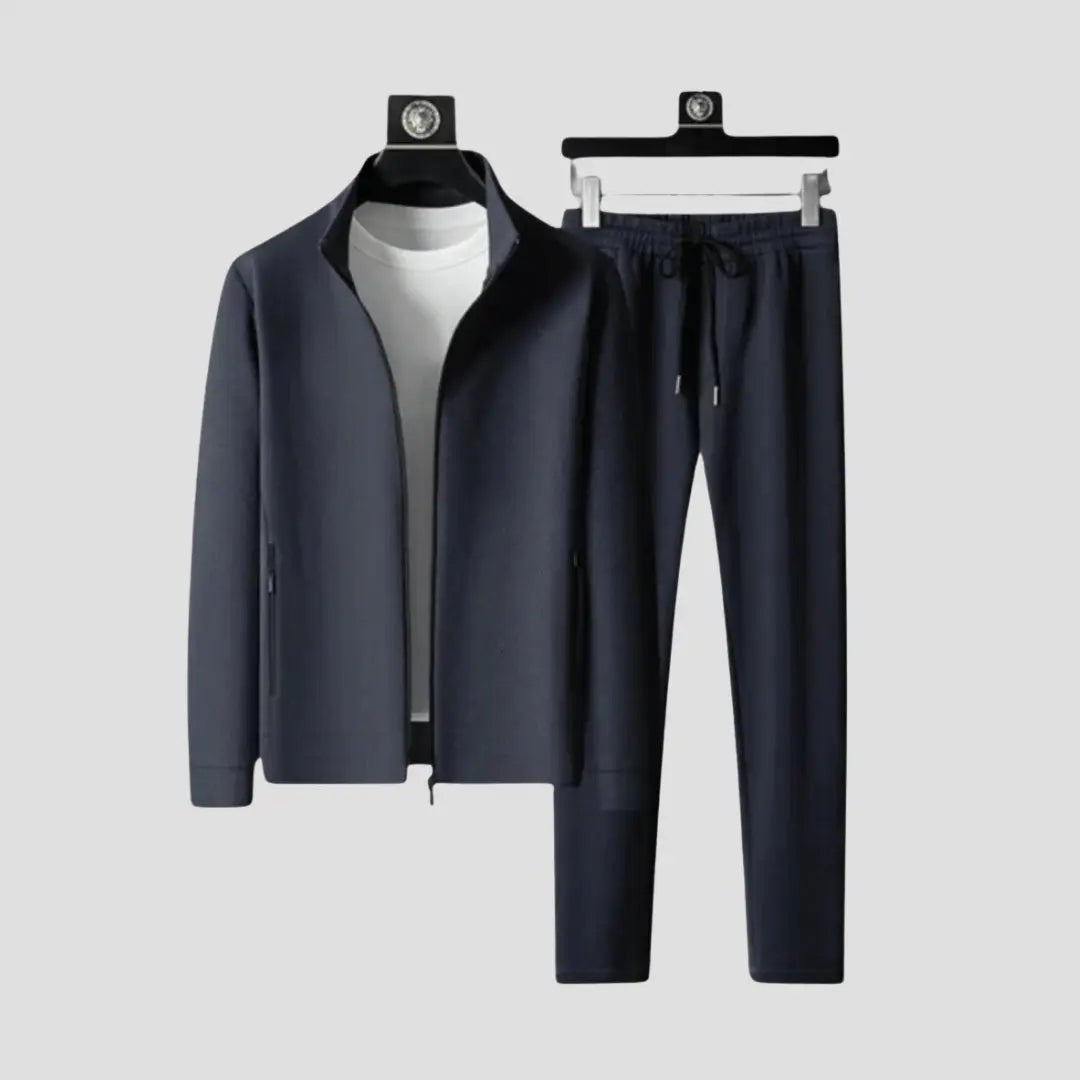 Men's slim fit tracksuit set, modern comfort & style. Perfect athletic two-piece activewear for casual wear.
