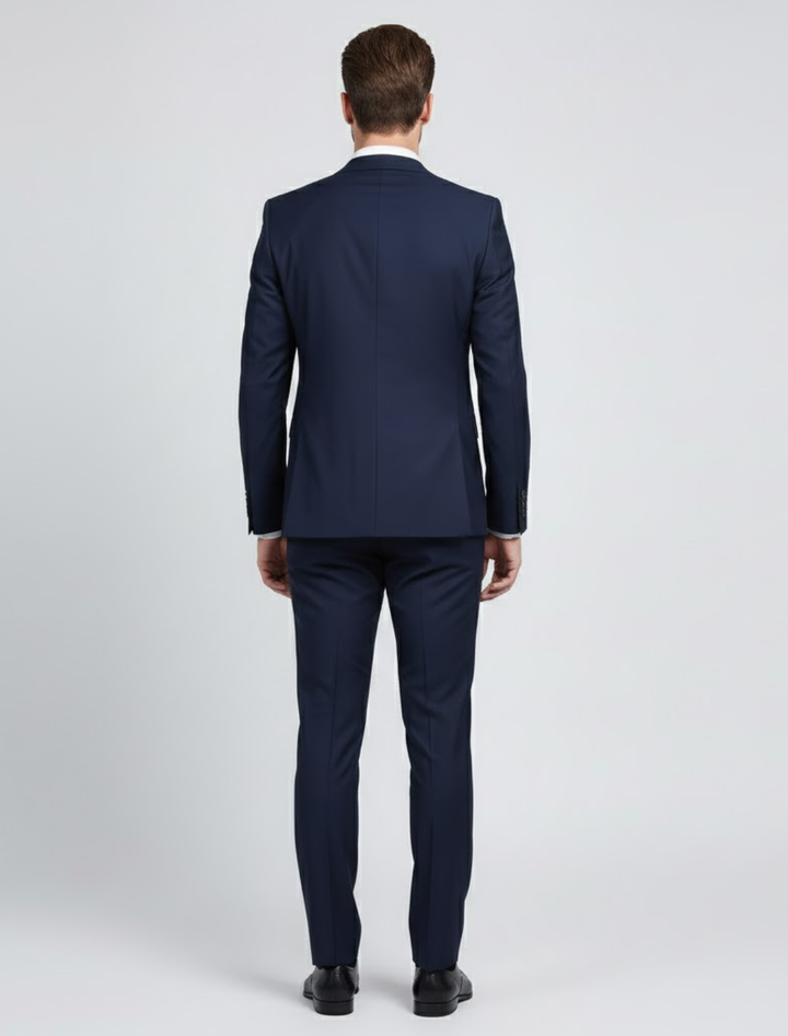 Elegant men's two-piece slim fit suit, perfect as a formal wedding suit, business suit, or event wear. Modern tailored look.