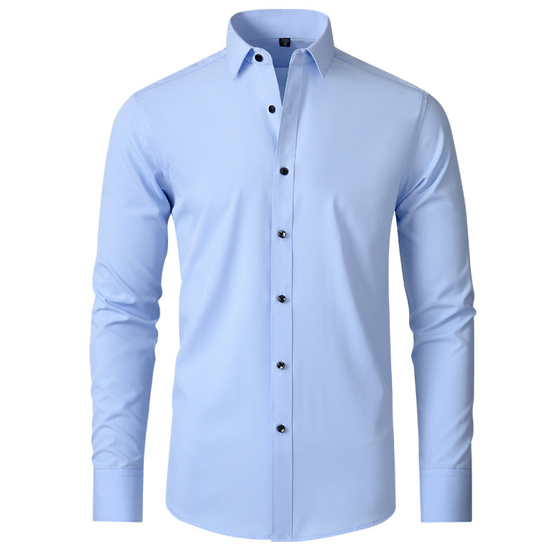 Stylish men's slim fit formal dress shirt. Wrinkle-resistant fabric ensures a sharp look for office wear and events.