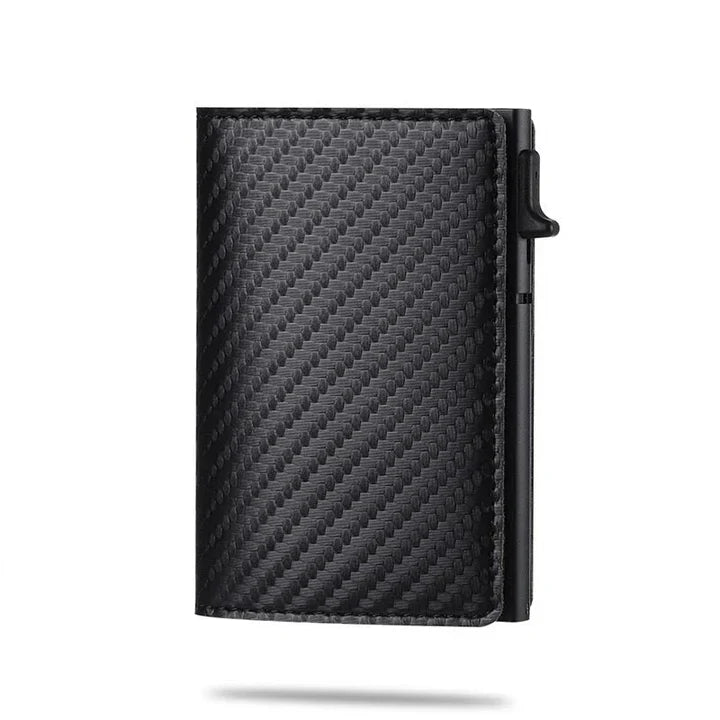 Gift for him: Slim men's RFID wallet, carbon fiber, with a discreet tracker slot.