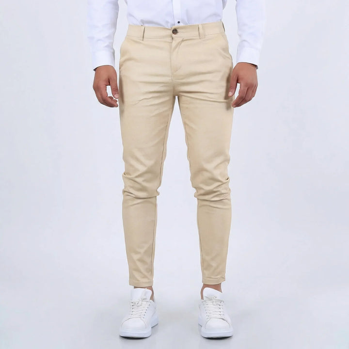 Versatile men's slim tapered chino pants for casual, office, or everyday modern style.