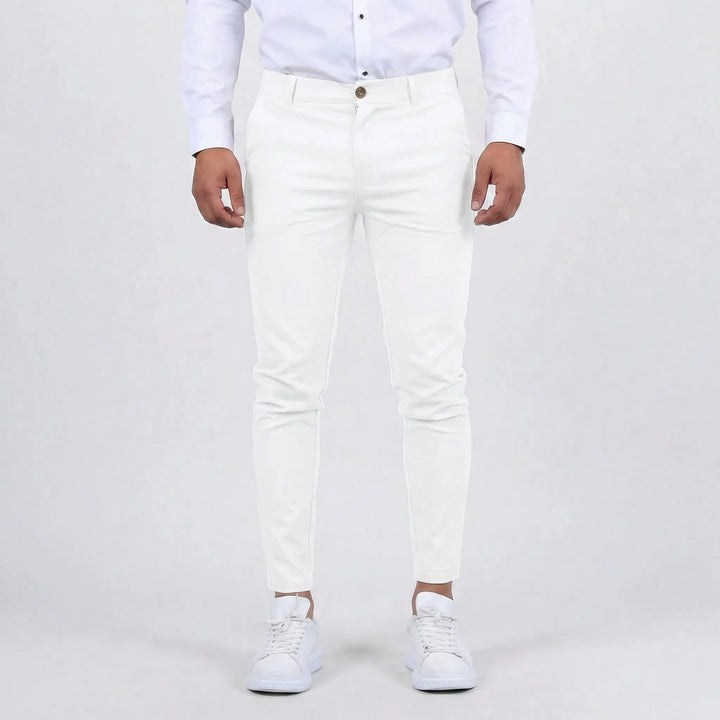 Stylish men's slim tapered chino pants for a modern look & comfortable everyday wear.