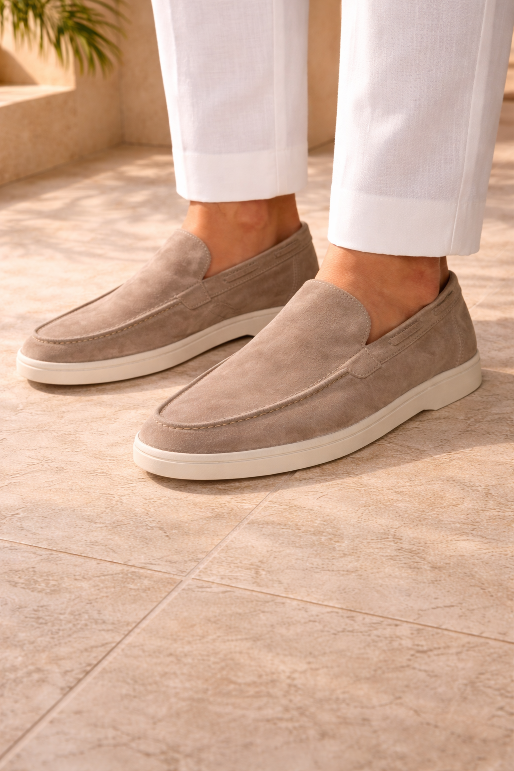 Men's slip-on loafers, smart casual comfort shoes. Versatile men's footwear for everyday, classic minimalist style.