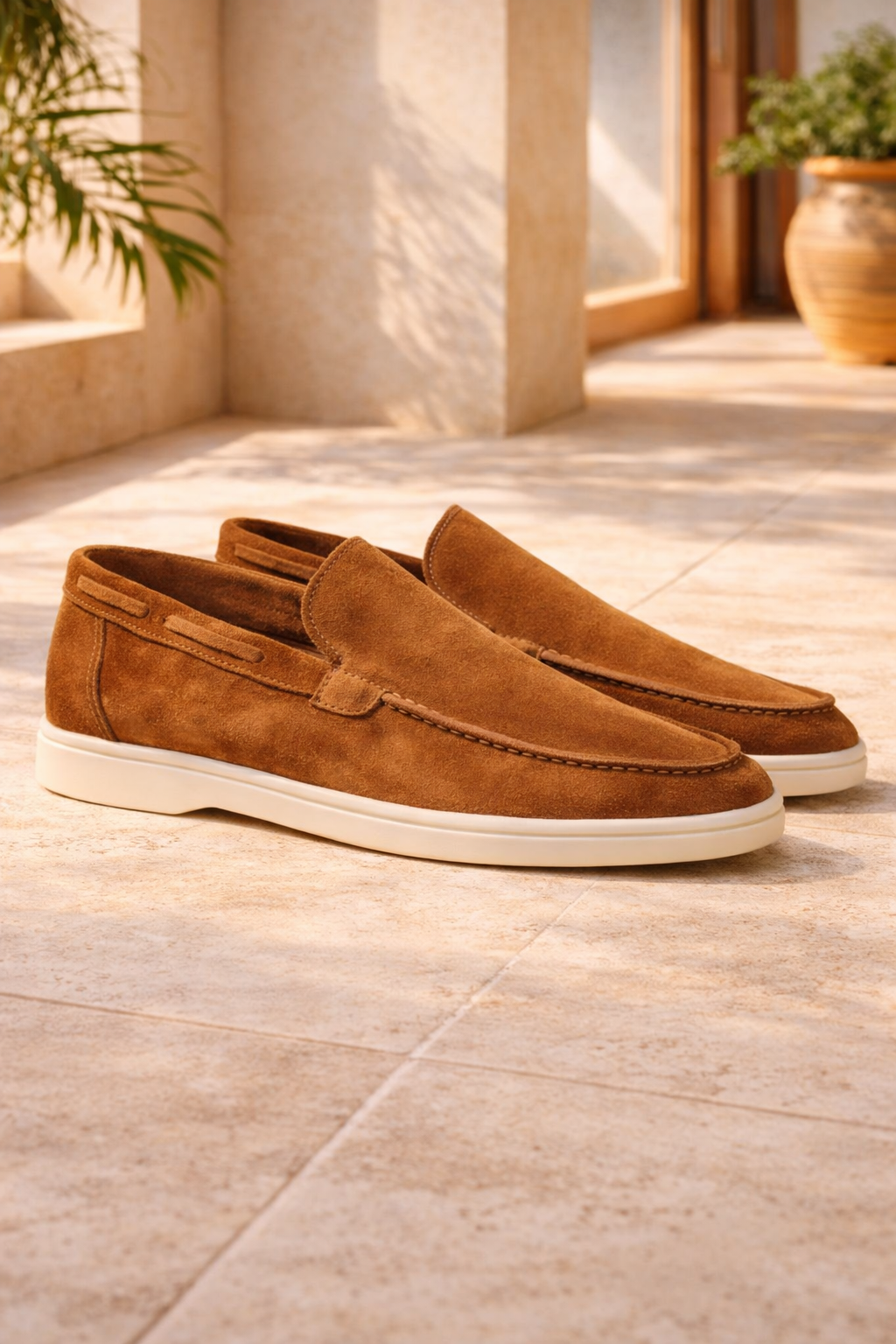 Men's slip-on loafers in a smart casual setting. Showcasing comfortable, classic, and versatile everyday footwear.