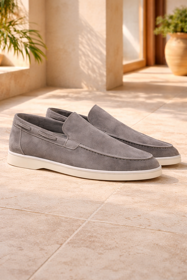 Men's comfortable slip-on loafers. Smart casual dress shoes for versatile wear with classic minimalist style.
