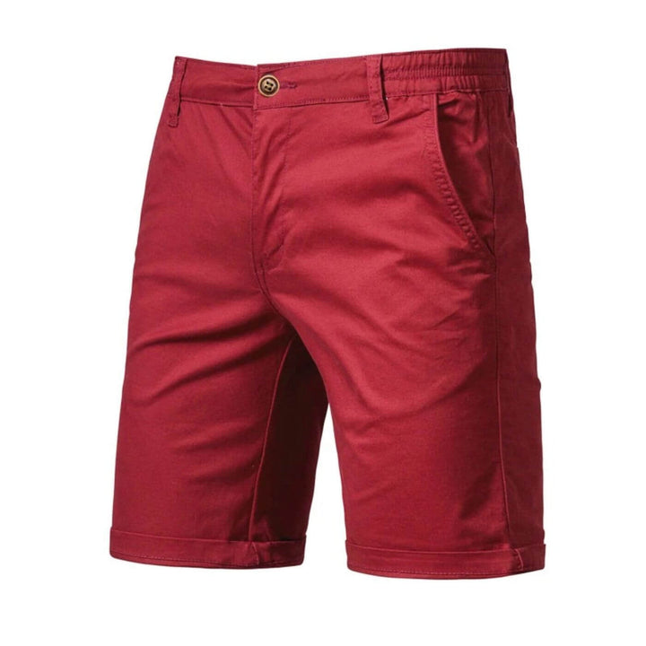 Polished men's smart casual chino shorts with an elastic waist, ideal for summer fashion.