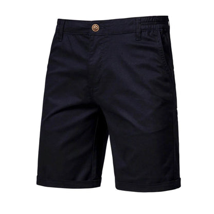 Versatile men's chino shorts with elastic waist, suitable for smart casual looks and travel.