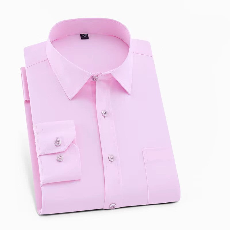 New men's smart casual long sleeve button-up shirt. Modern men's fashion in comfortable polyester blend.