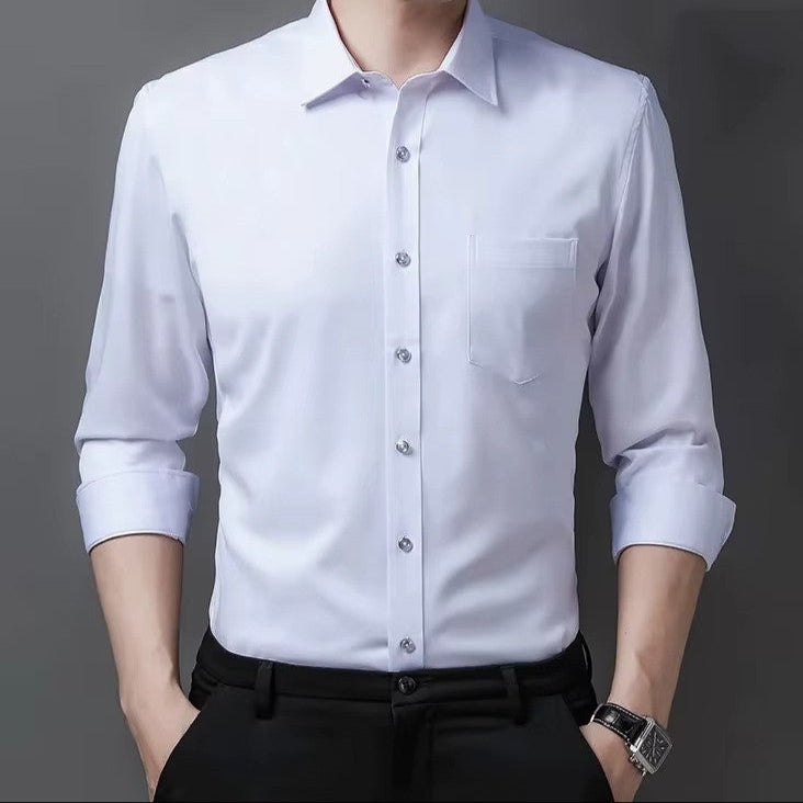 Men's smart casual long sleeve button-up shirt, great for office wear or a stylish business casual look.