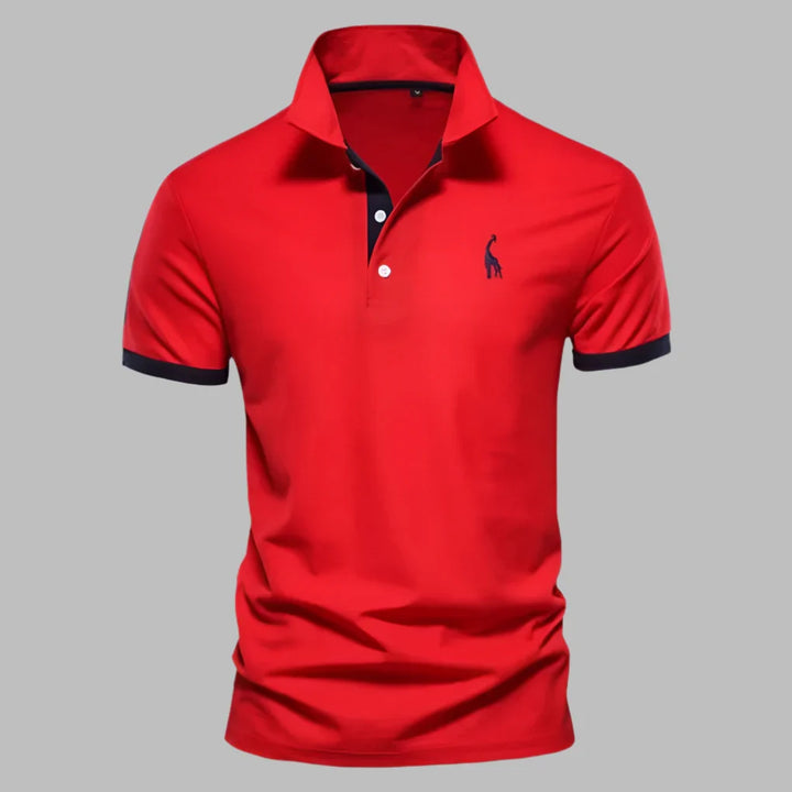 Elegant men's polo shirt with button front, tailored fit for a smart-casual look. Great for office or weekend style.