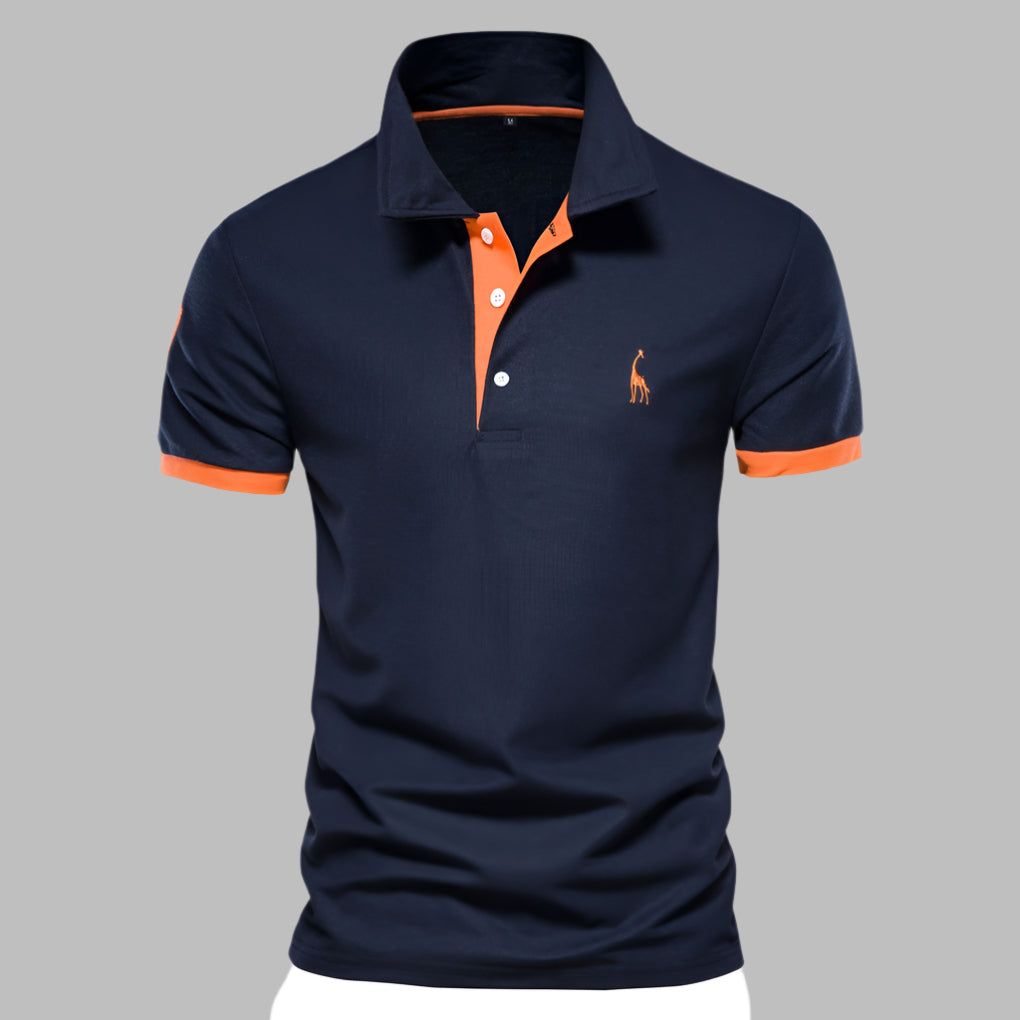 Men's elegant short-sleeve polo shirt, smart-casual with a tailored fit and button front for refined style.