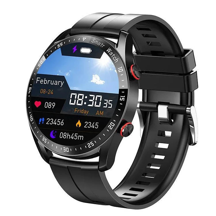 Bluetooth men's smartwatch with call/message alerts & comprehensive health monitoring.