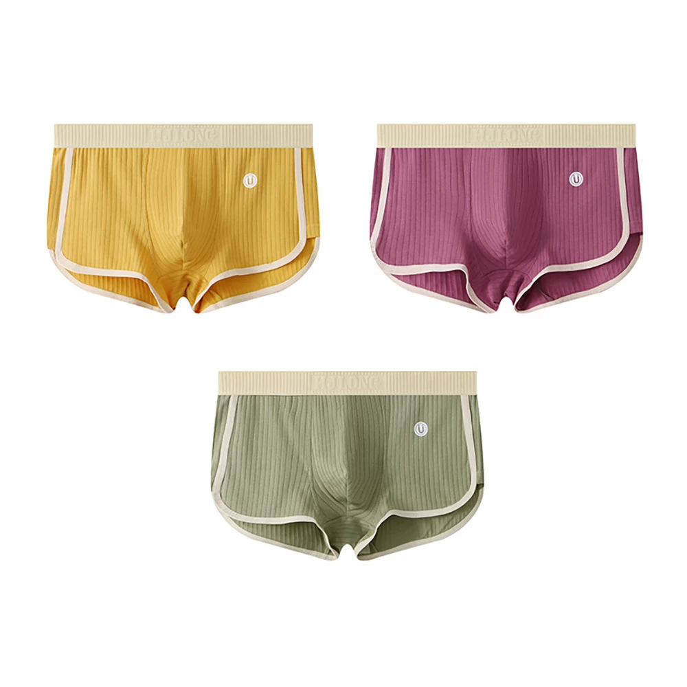 Comfortable men's supportive color-block boxer briefs. Soft daily wear underwear with elastic waistband.