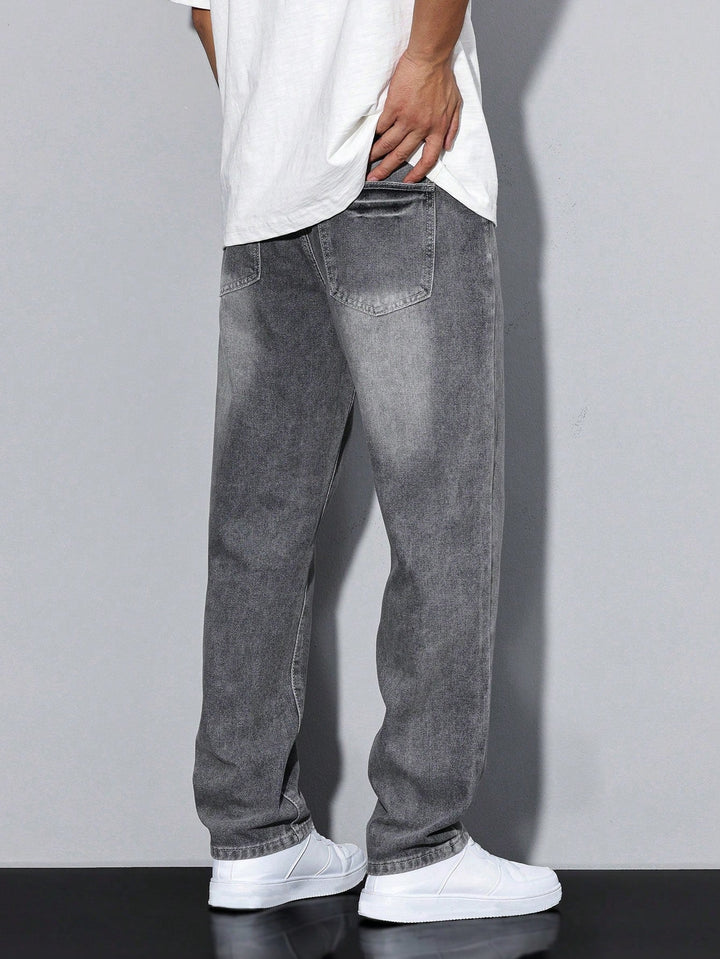 Relaxed fit men's solid denim jeans, durable and comfortable, designed for everyday wear and casual outfits.
