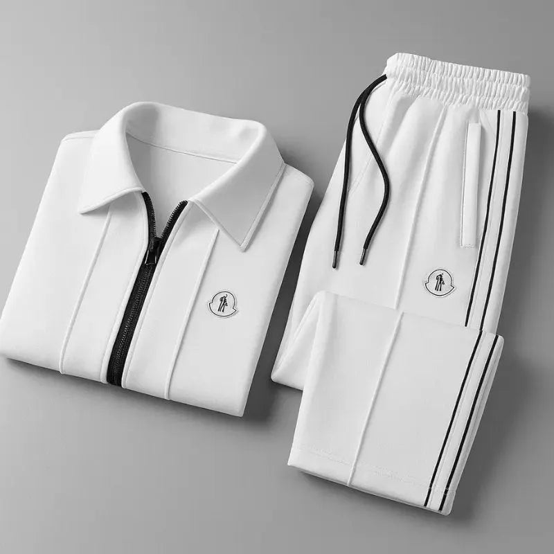 Soft men's loungewear tracksuit set with zip-up top & joggers, designed for ultimate comfort.
