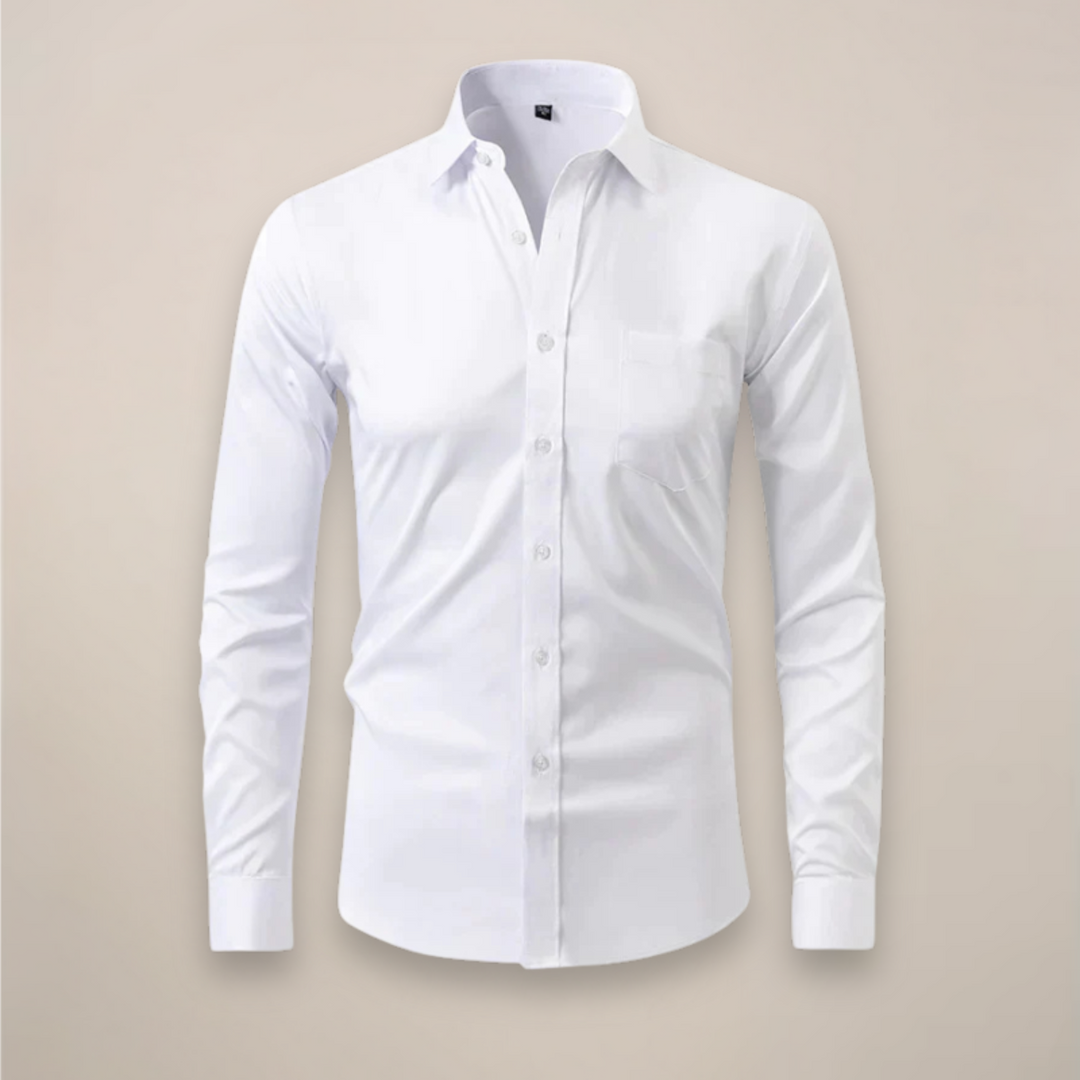 Stylish men's long sleeve tailored shirt for spring, suitable for casual or formal wear.