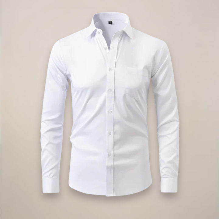 Stylish men's long sleeve tailored shirt for spring, suitable for casual or formal wear.