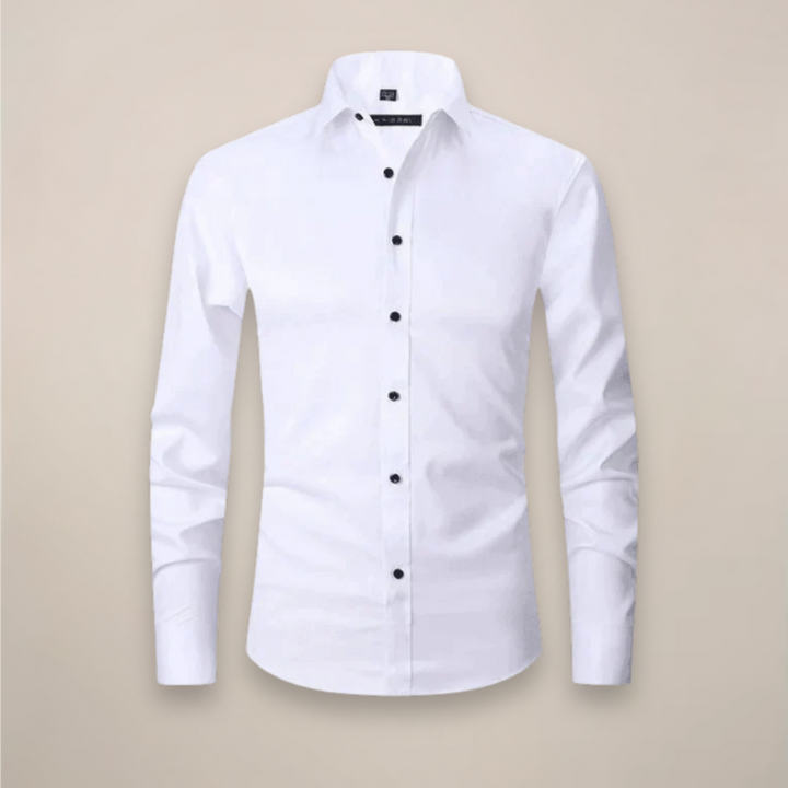 Elegant men's tailored long sleeve shirt, ideal for spring casual or business attire.