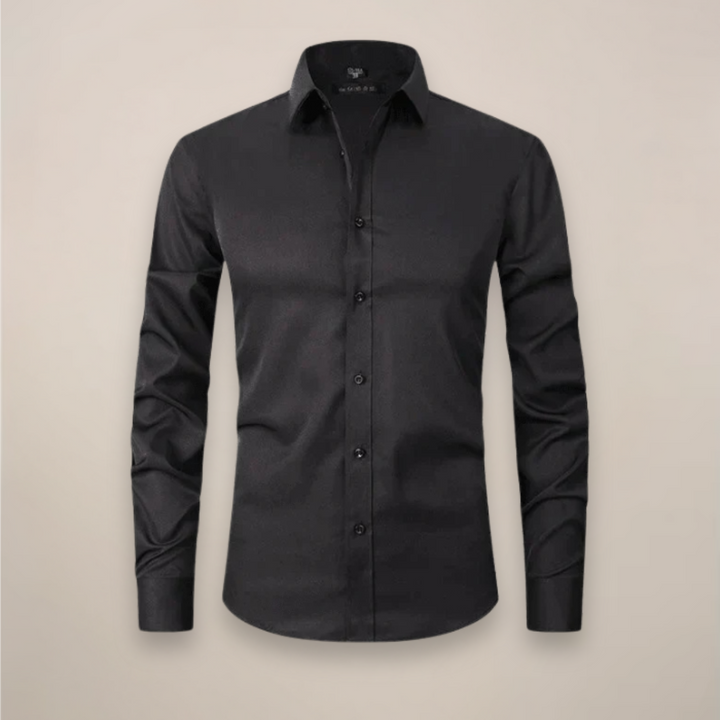 Modern men's everyday spring shirt, a comfortable tailored long sleeve design.