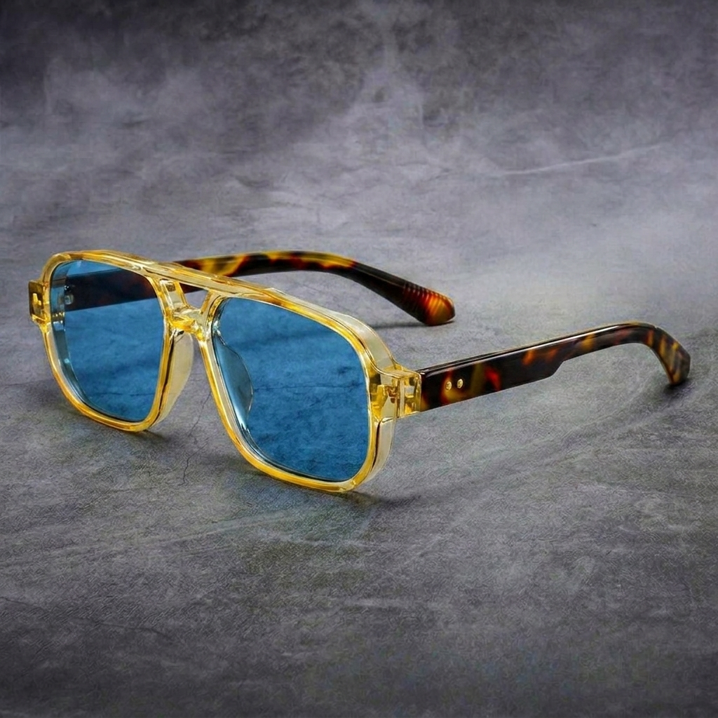 Lightweight men's square frame sunglasses. Versatile eyewear for sun protection, a modern fashion accessory.