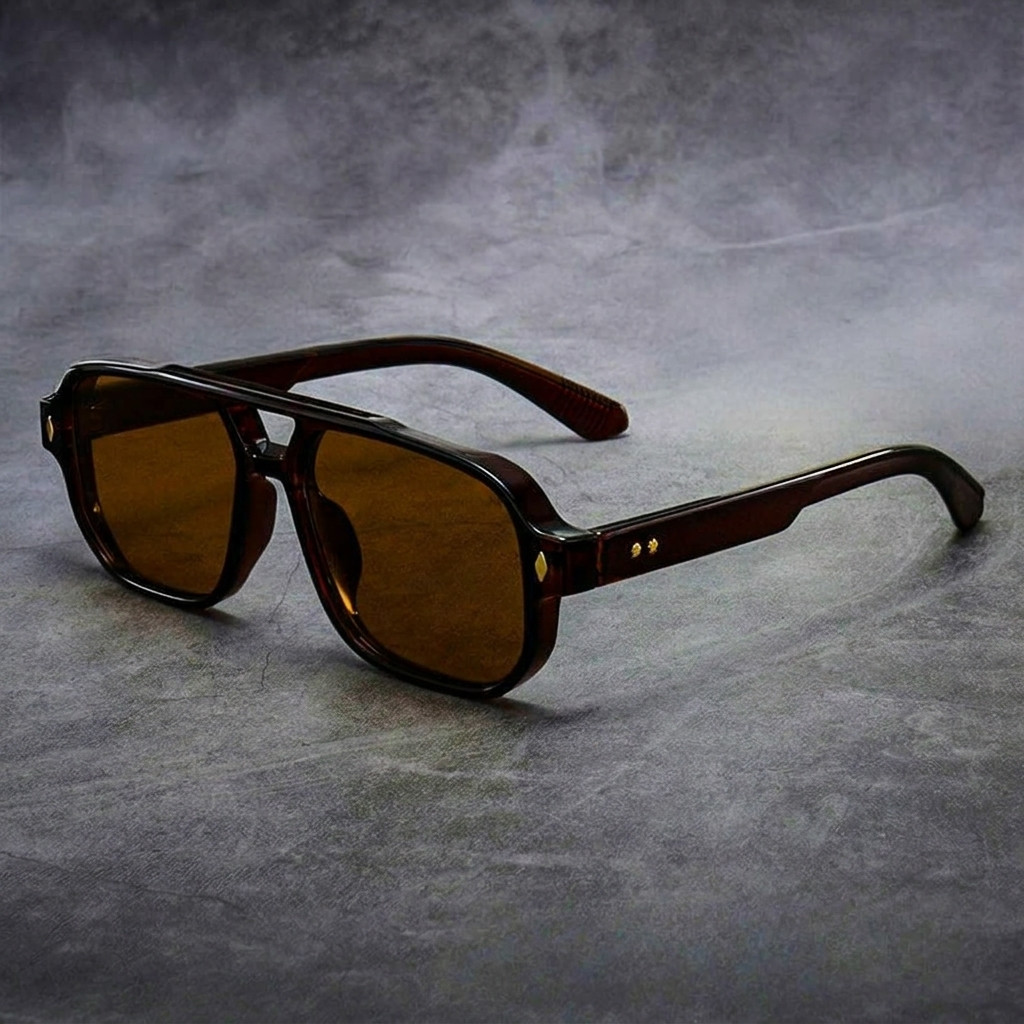 New men's square frame sunglasses. Contemporary eyewear offering sun protection, a lightweight fashion accessory.