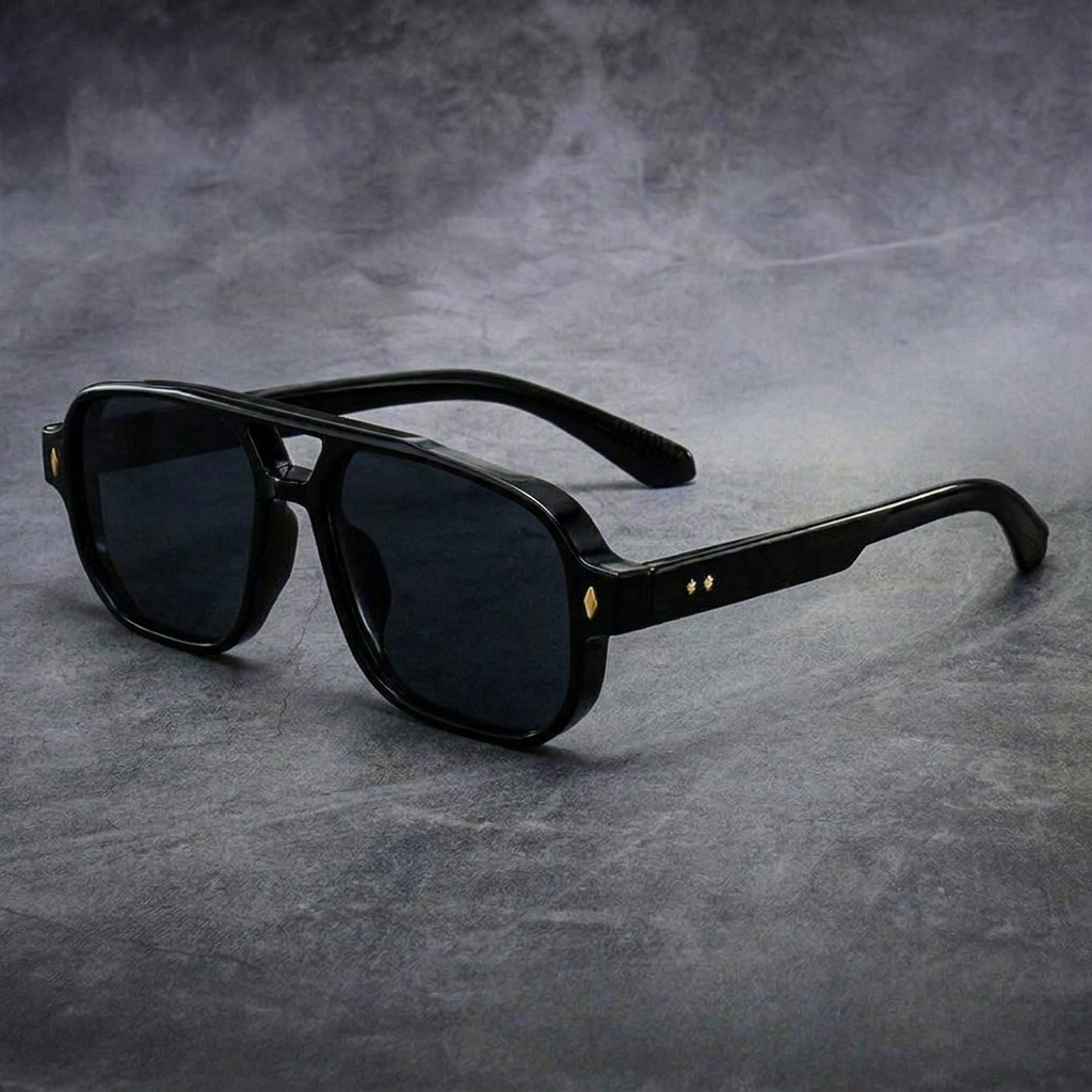 Modern men's square frame sunglasses with tinted lenses. Stylish and lightweight eyewear for versatile sun protection.