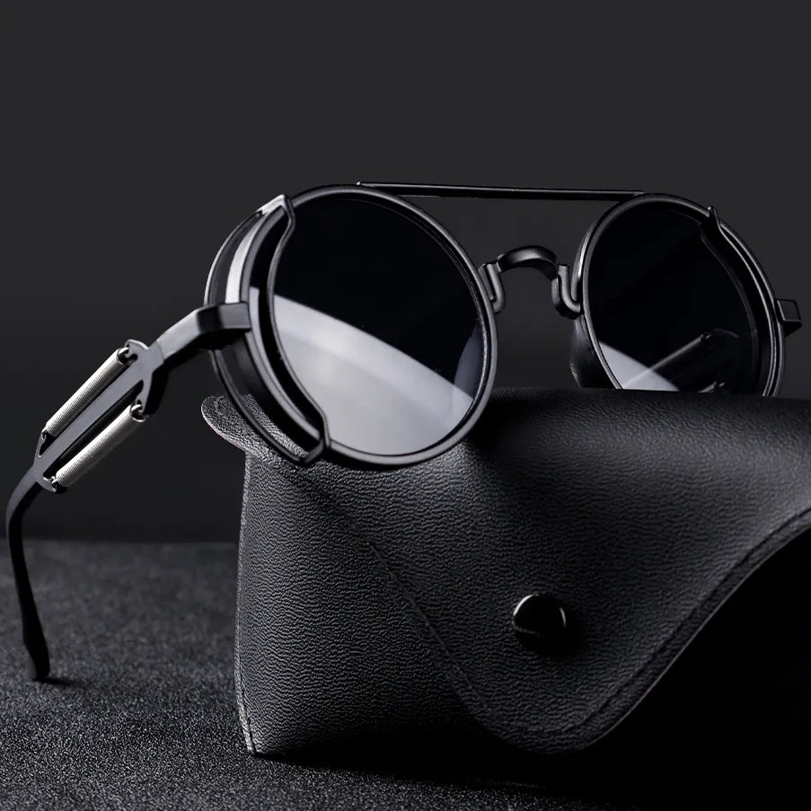 Polarized UV400 Steampunk men's sunglasses. Unique double-bridge eyewear for outdoor clarity.