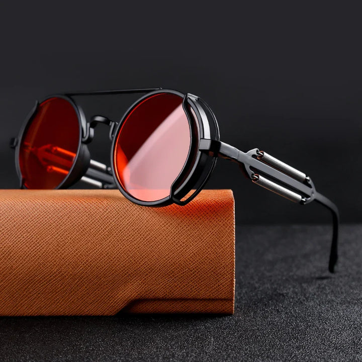 Classic retro Steampunk sunglasses for men. Double-bridge design provides style and clear vision.